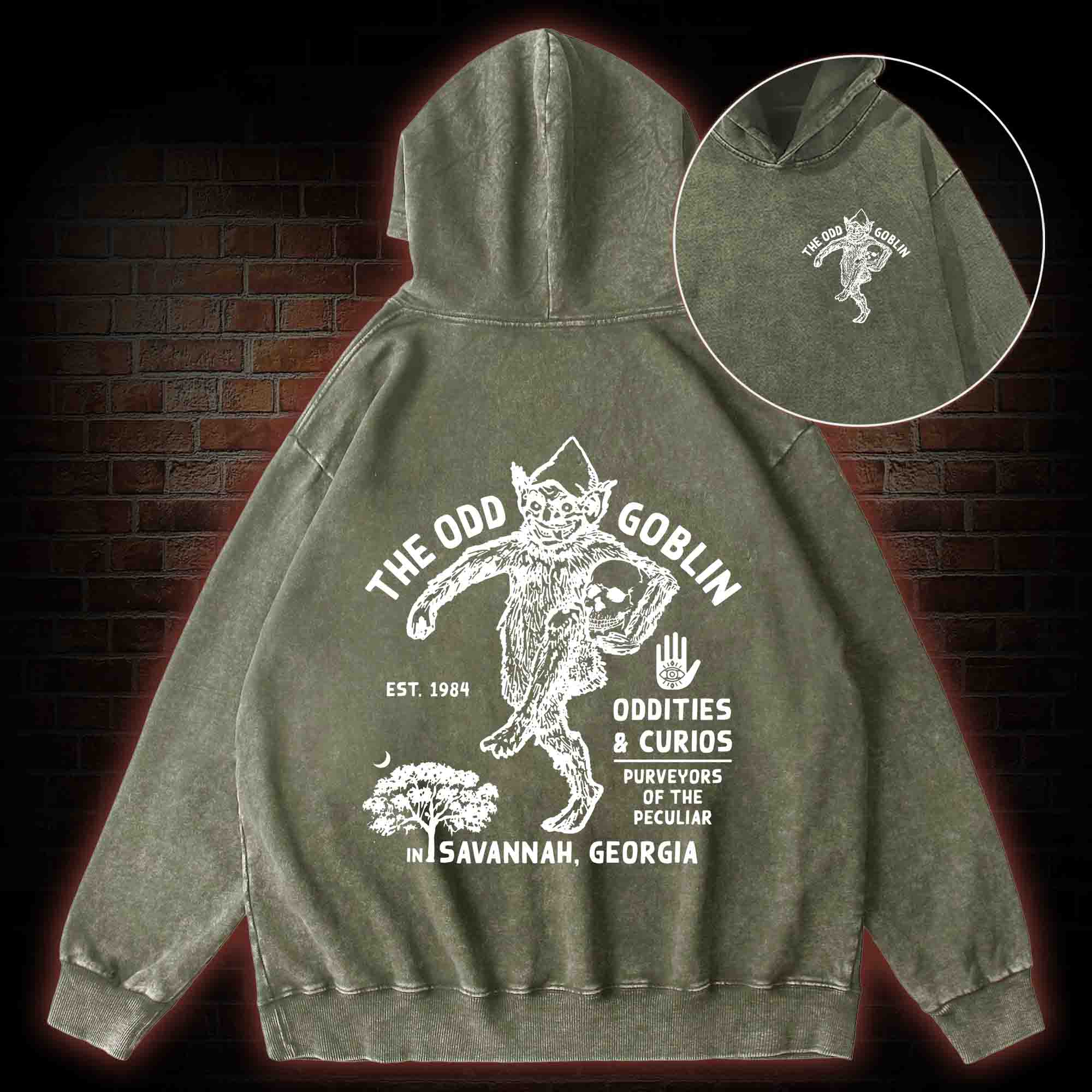 The Odd Goblin back print washed hoodie