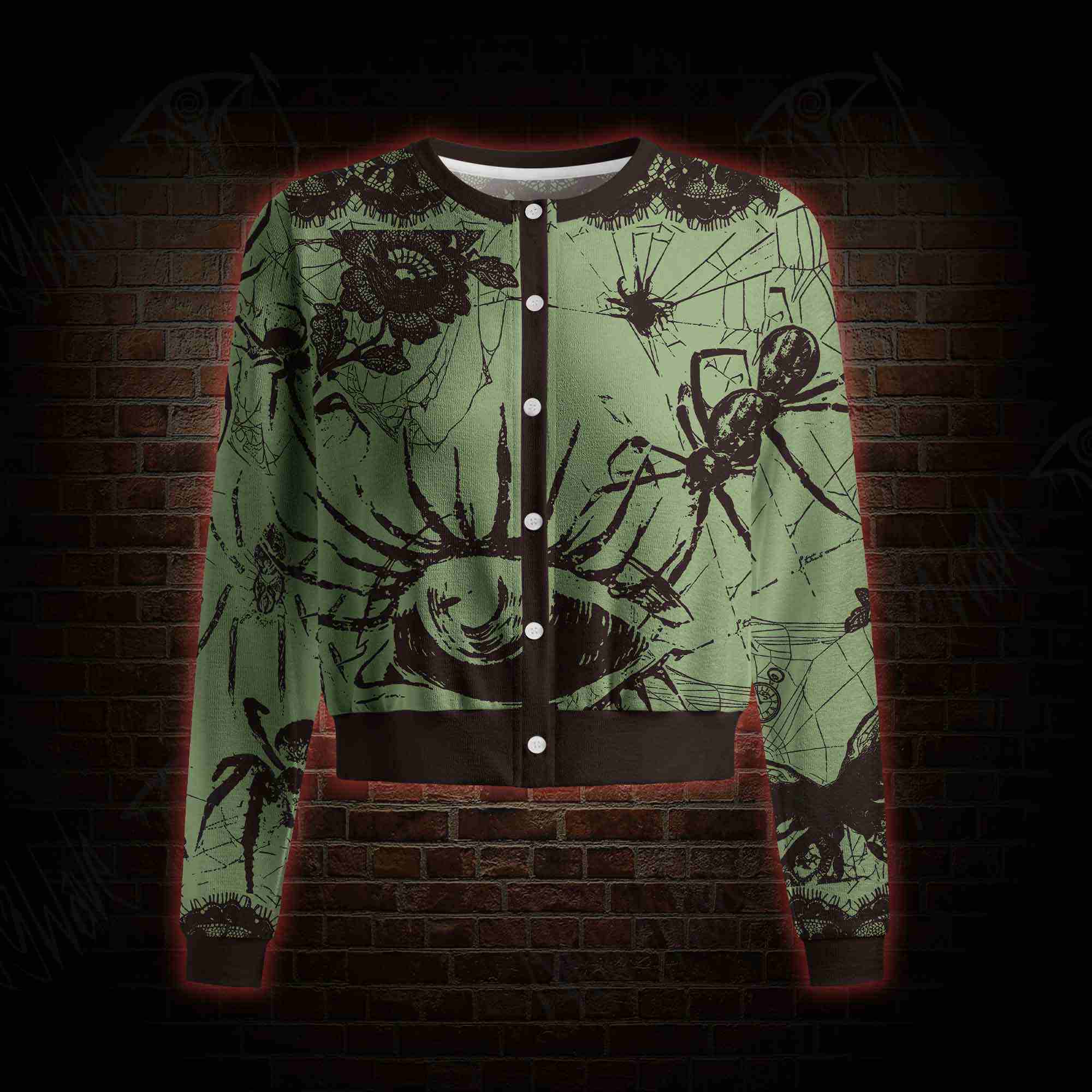 Sage Spider Lace Light Weight Cardigan Sweater