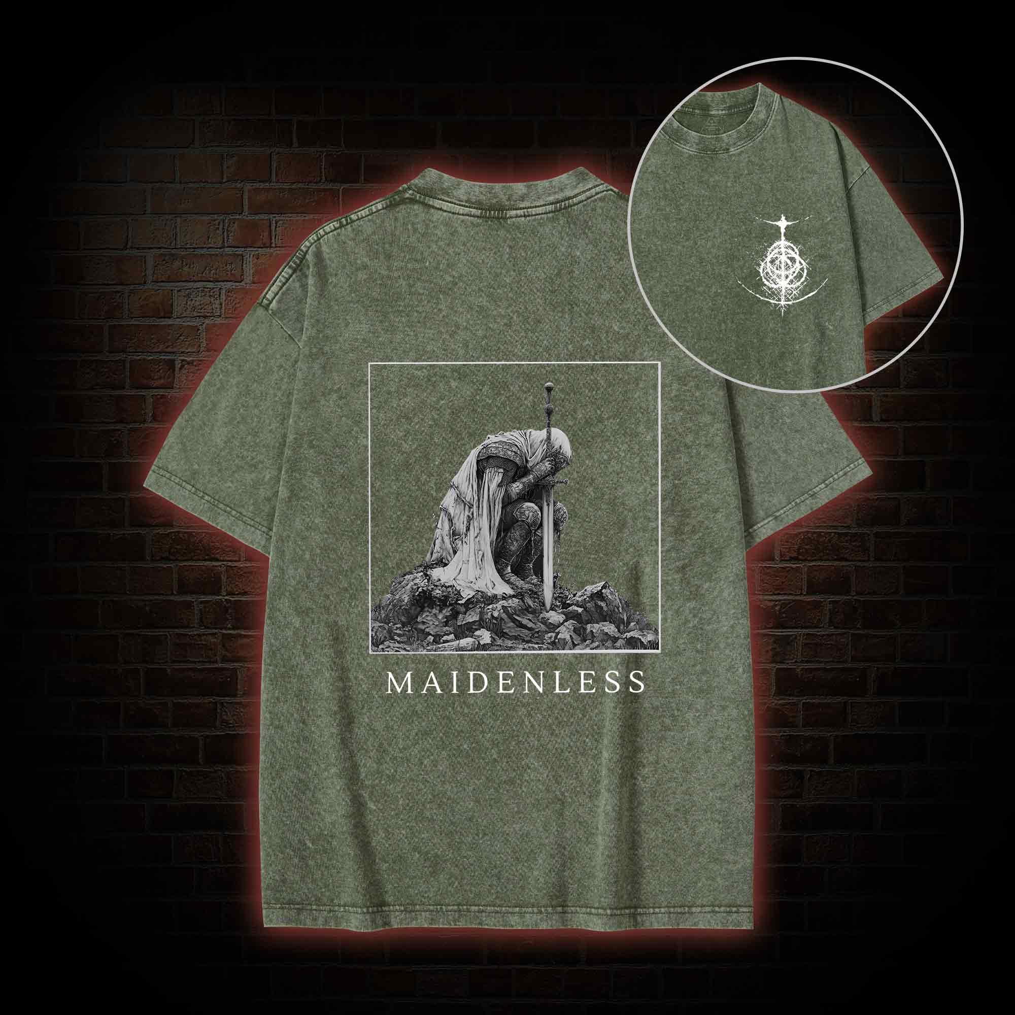 Maidenless Back Print Washed T-shirt