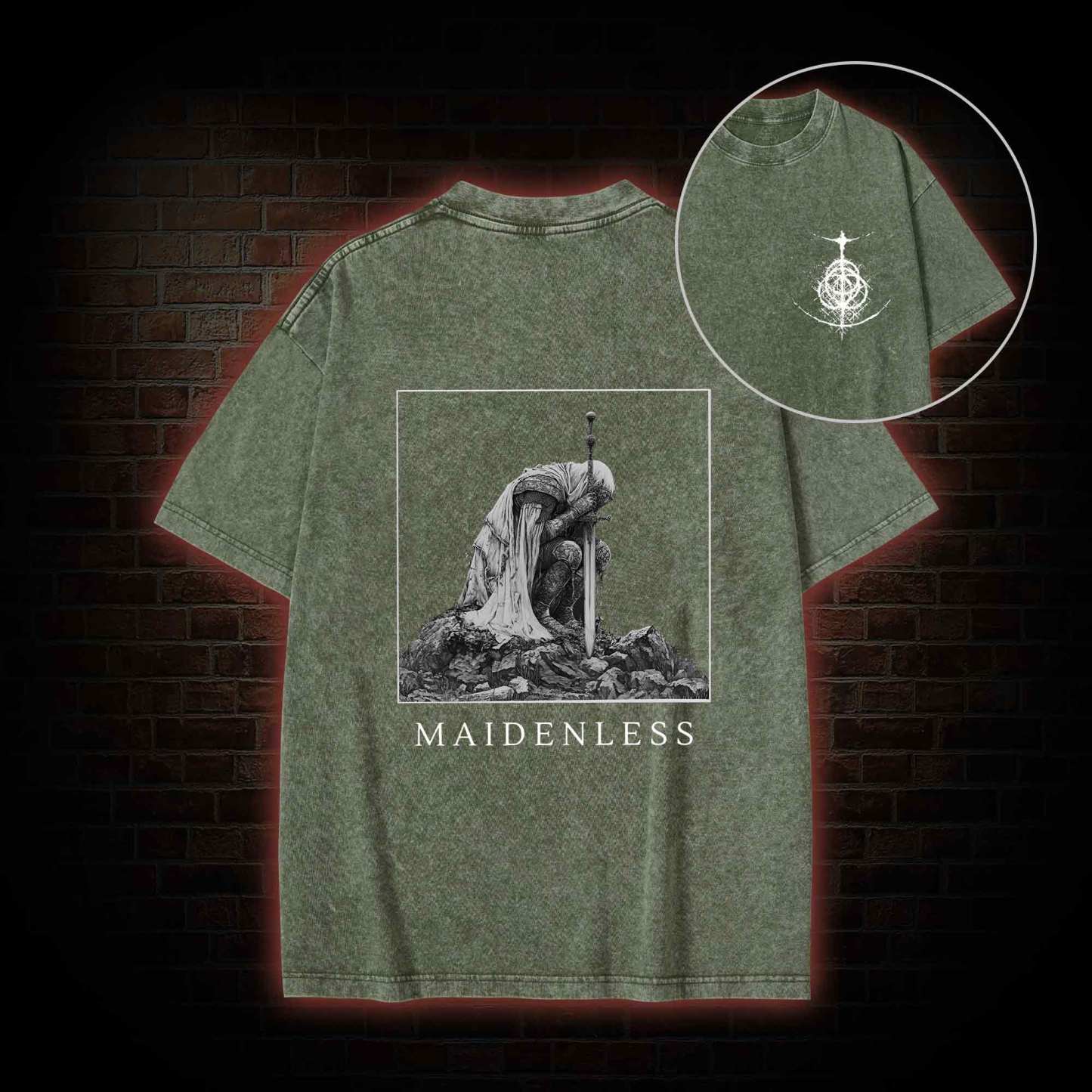 Maidenless Back Print Washed T-shirt