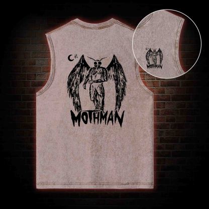 Mothman Back Print Washed Tank Top