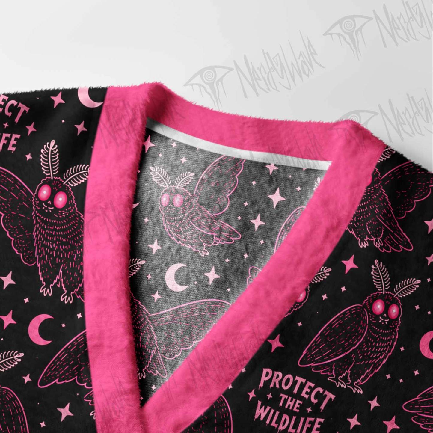 Pink Mothman Wildlife Cardigan Sweater