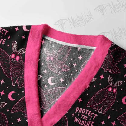 Pink Mothman Wildlife Cardigan Sweater