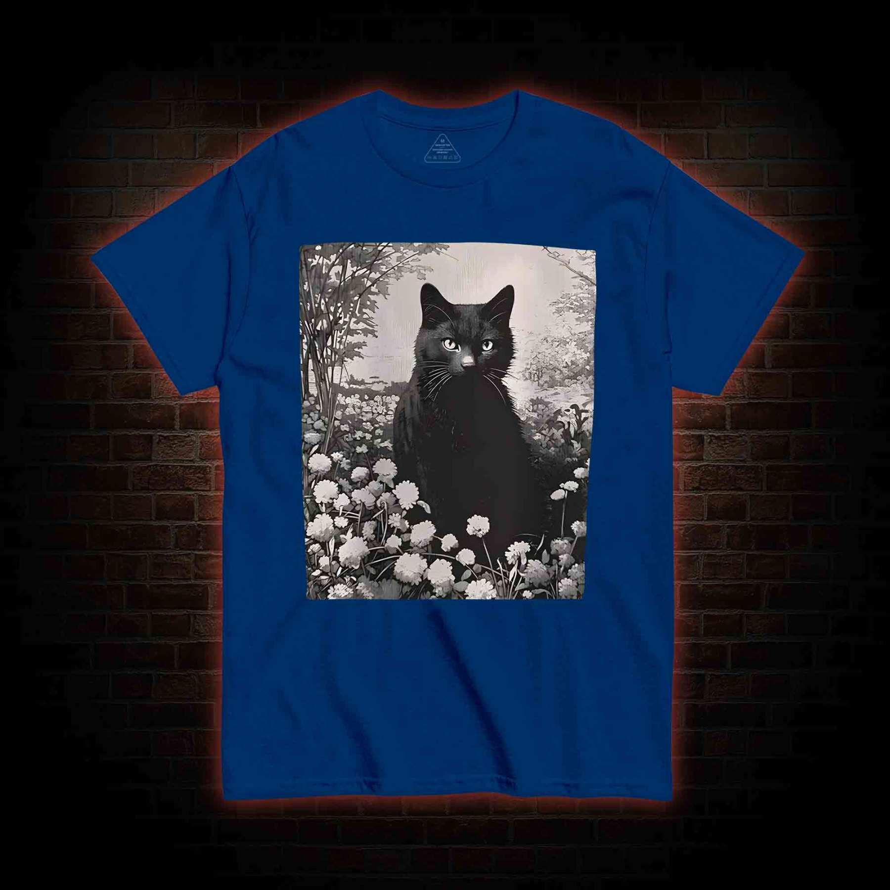 Black Cat in Garden T-shirt