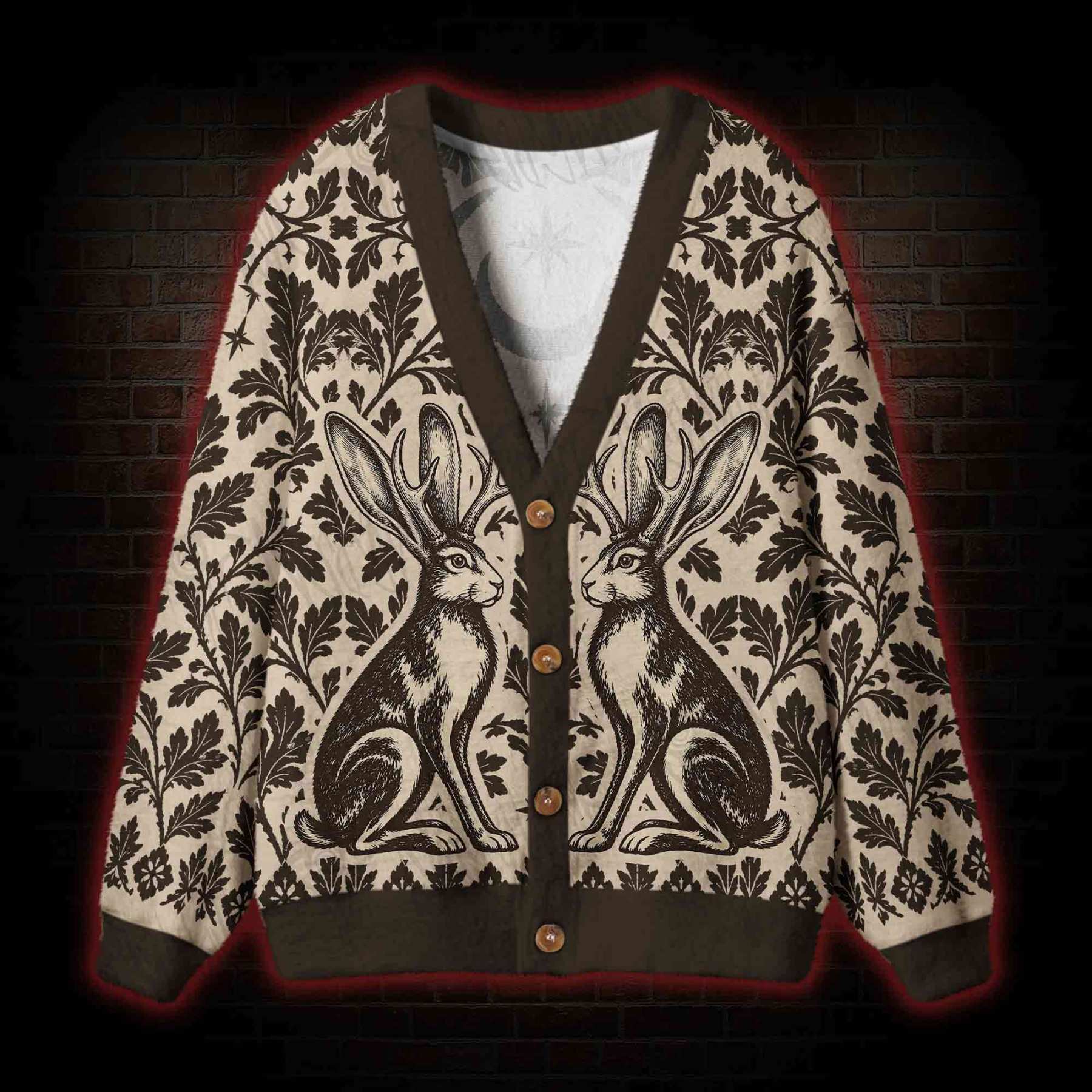 Crescent Moon Jackalope Cardigan Sweater