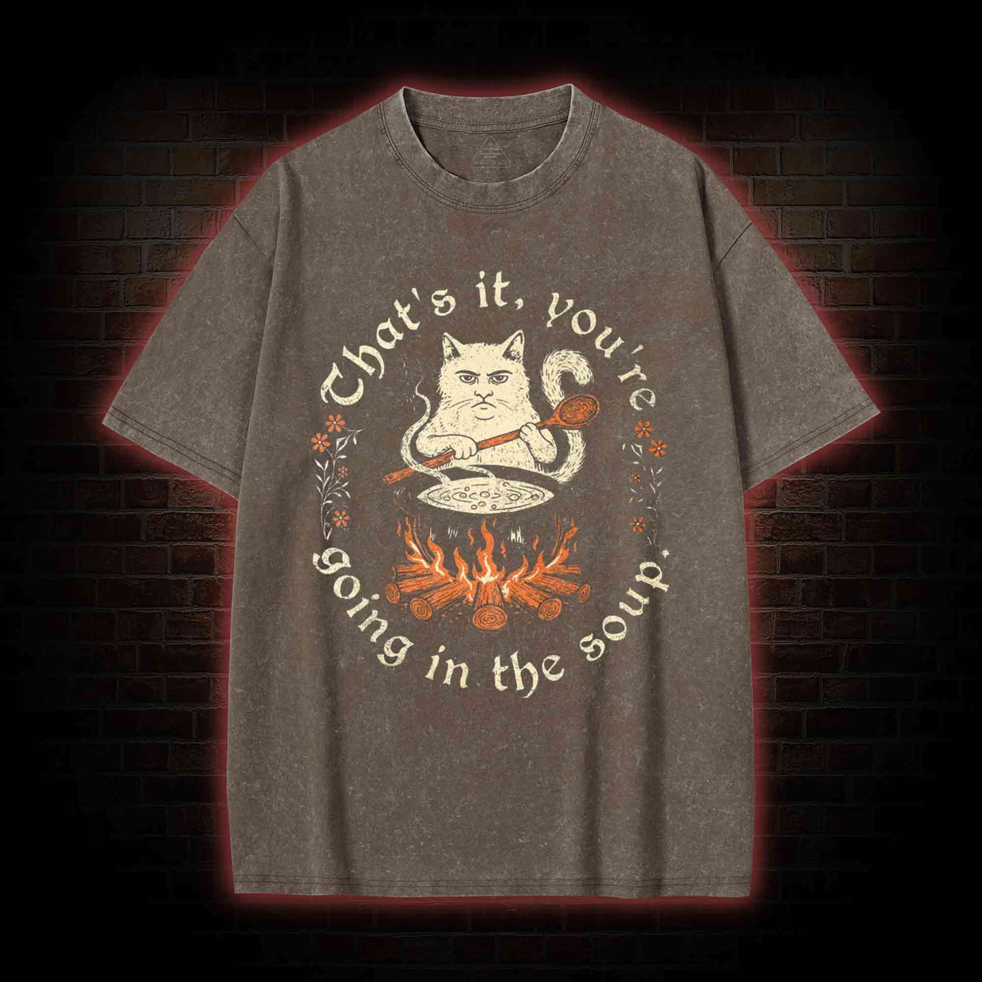 Weird Medieval Cat Washed T-shirt
