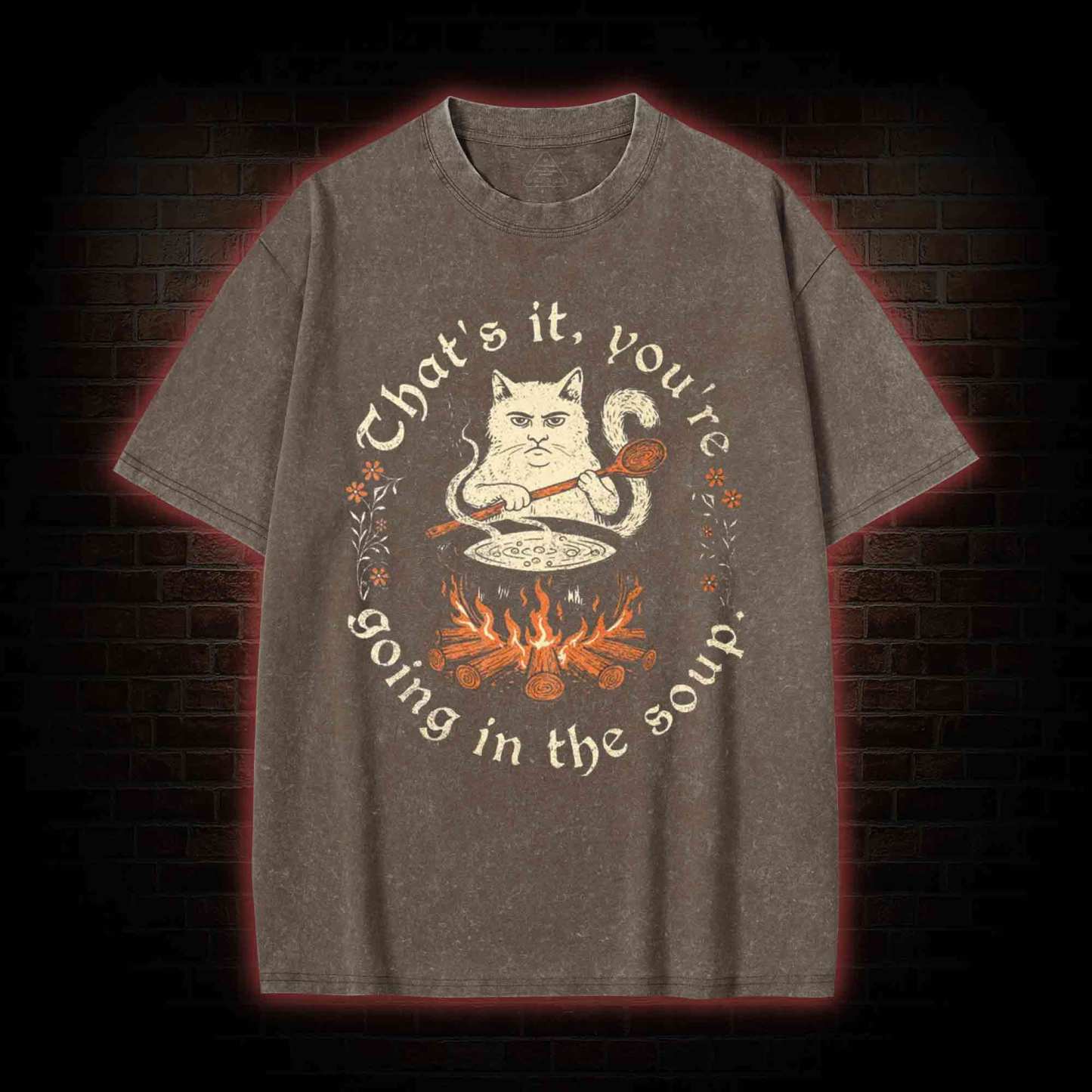 Weird Medieval Cat Washed T-shirt