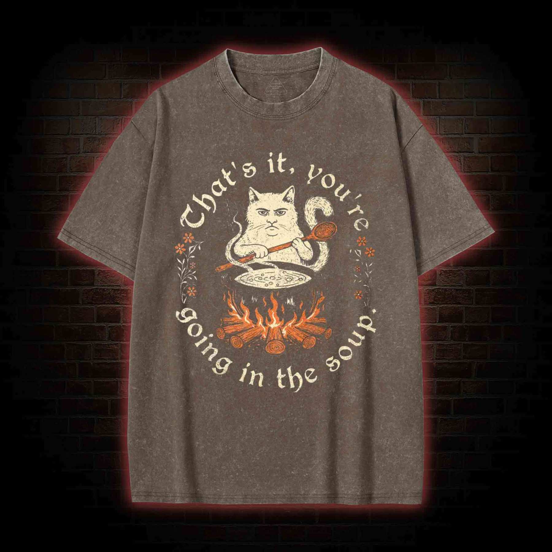 Weird Medieval Cat Washed T-shirt