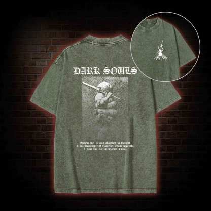 Onion Knight Back Print Washed T-shirt