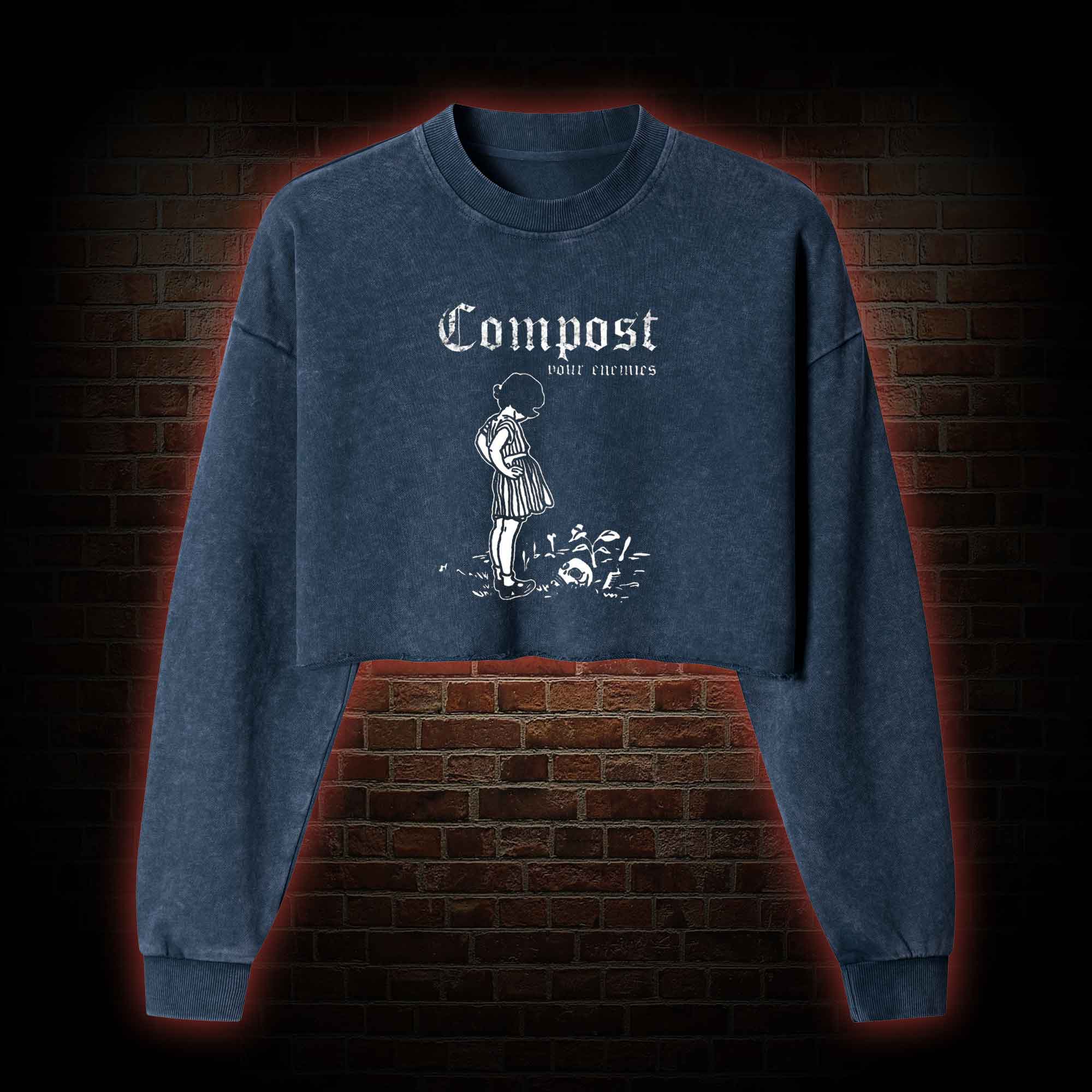 Compost Your Enemies Washed Cropped Sweatshirts