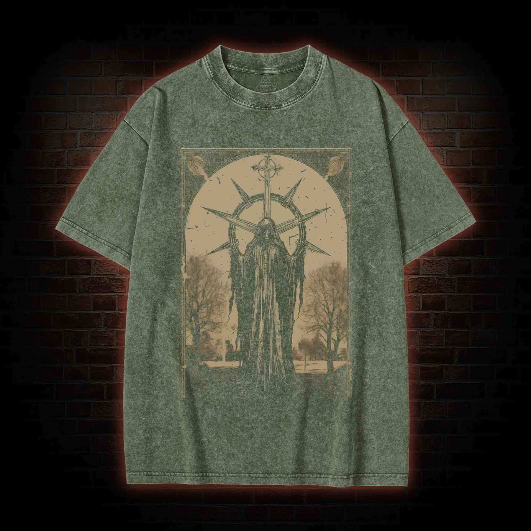Death in Cloak Tarot Card Washed T-Shirt