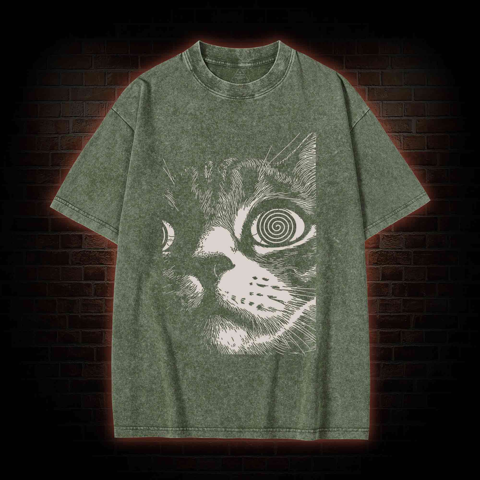 Psychedelic Cat Washed T-shirt