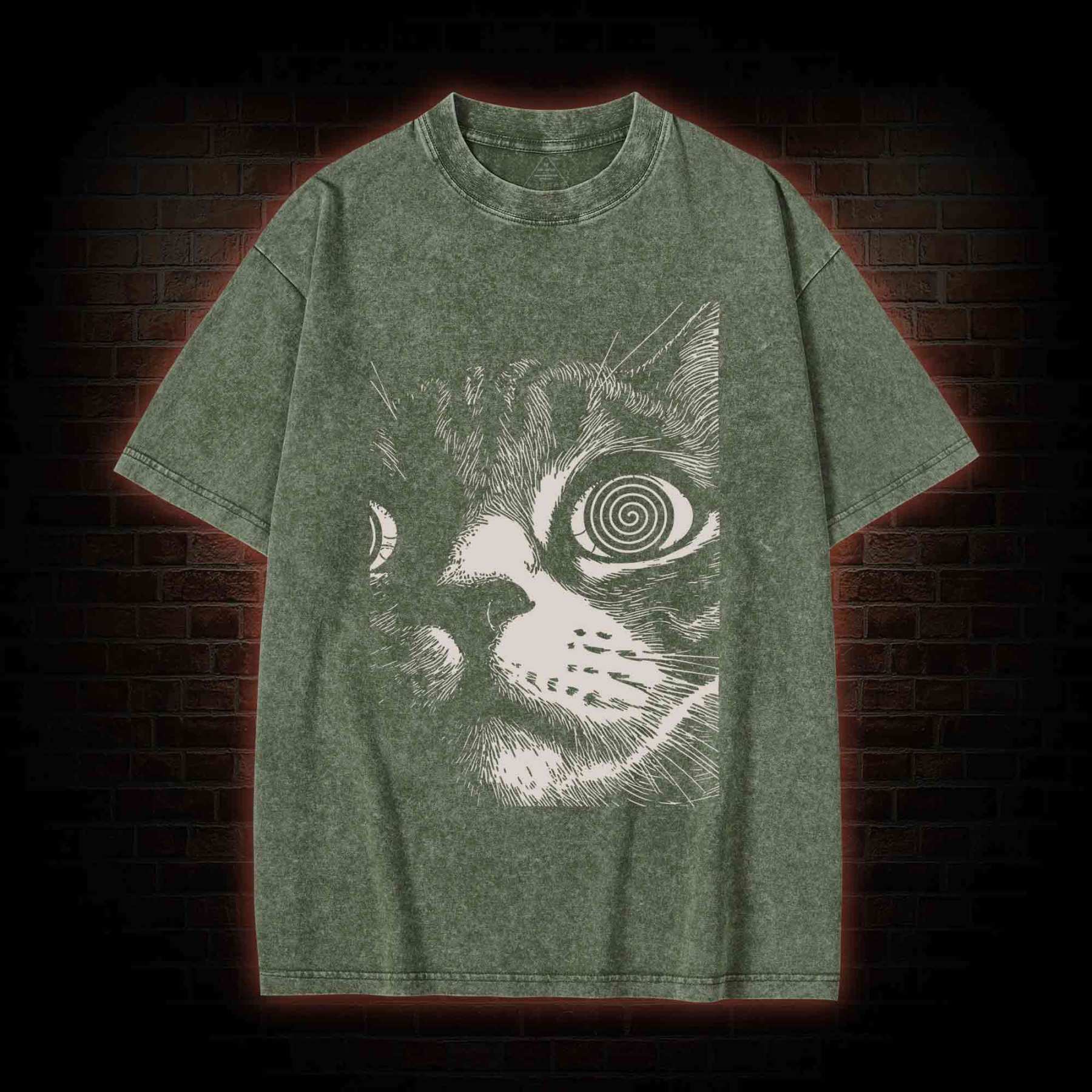 Psychedelic Cat Washed T-shirt