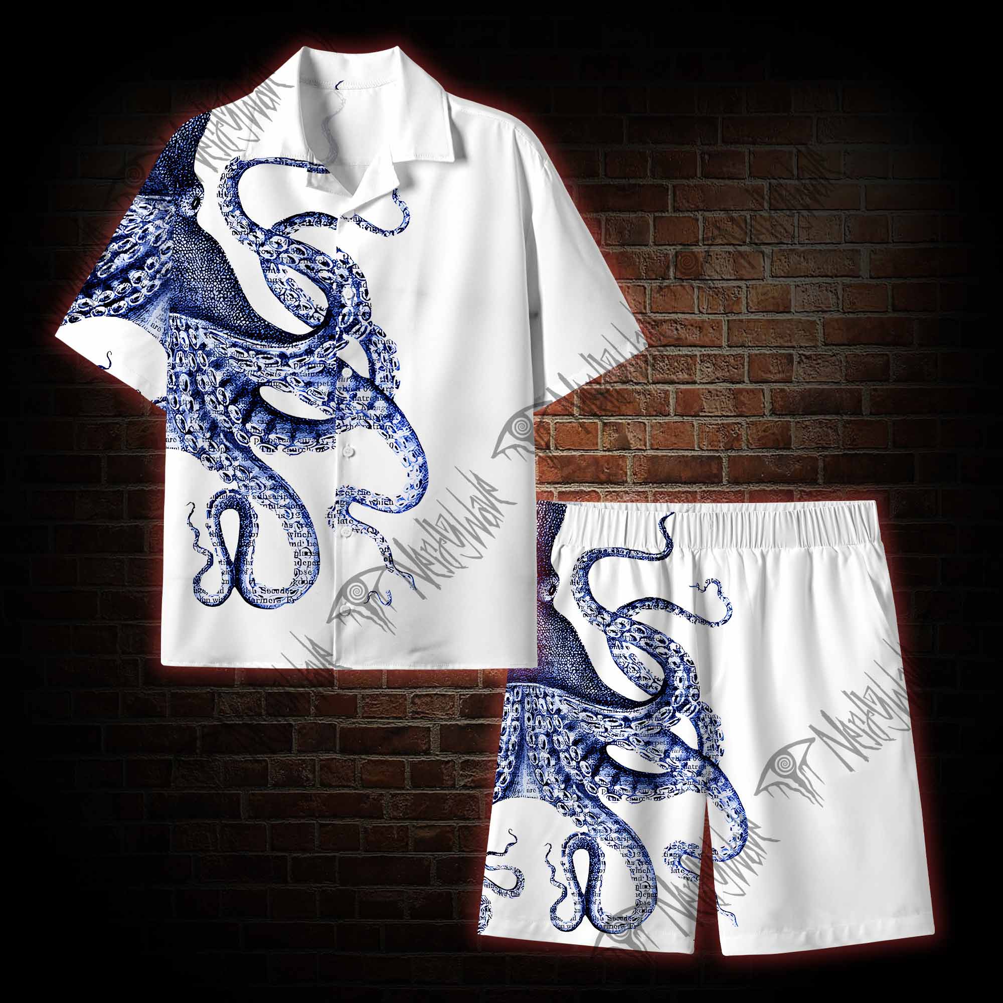 Blue Kraken Octopus Graphic Resort Set