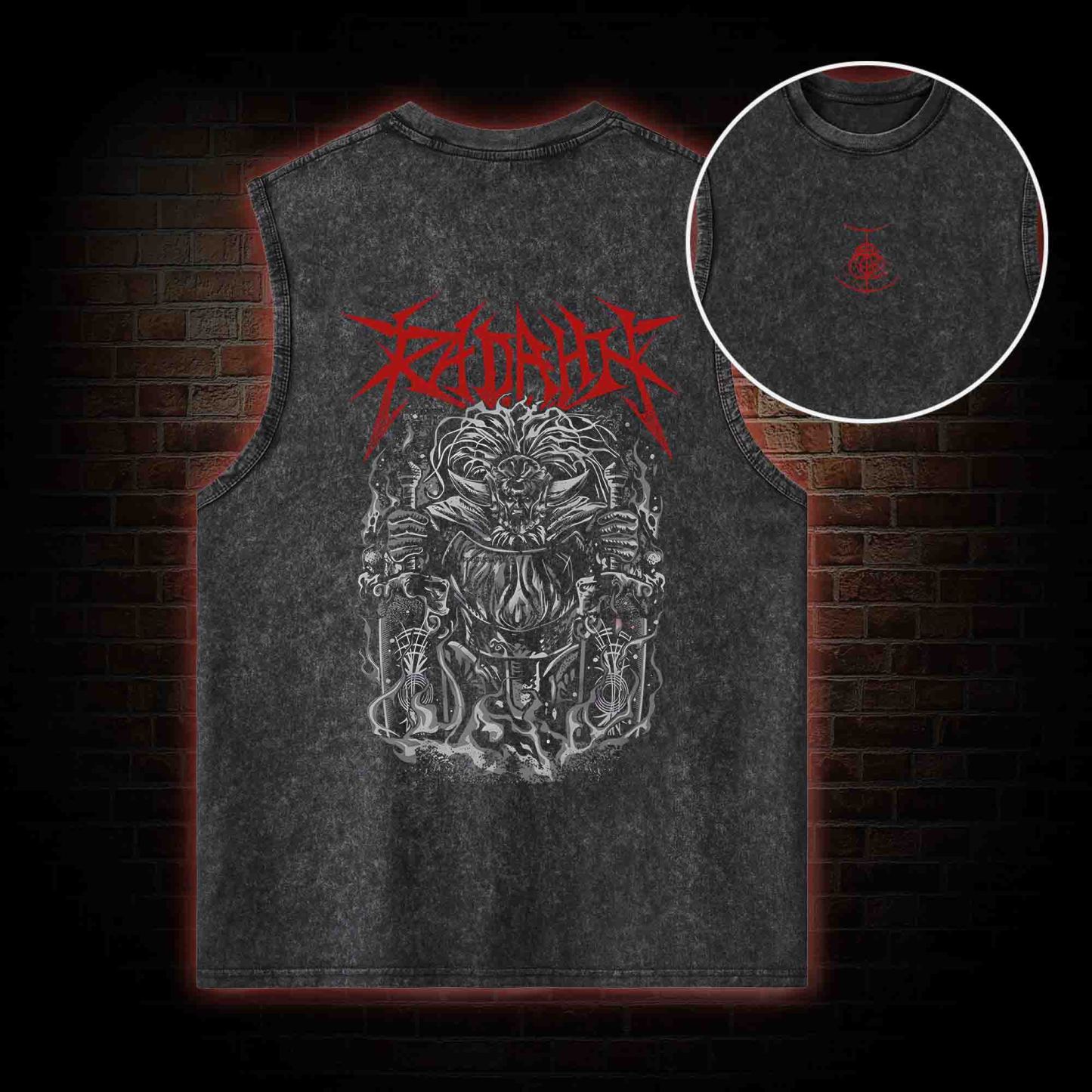 Gravity King Back Print Washed Tank Top