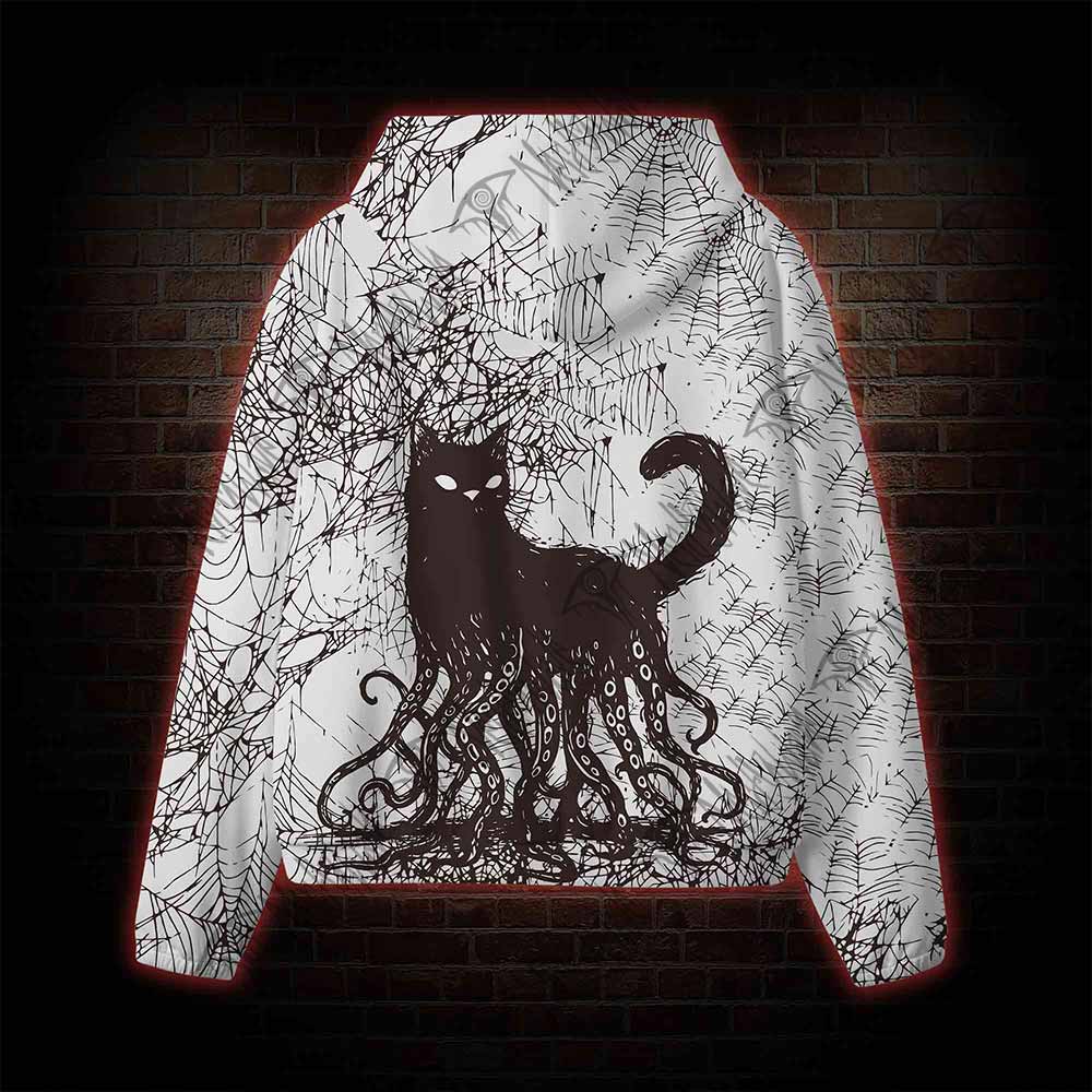 Octopus And Black Cat All Over Print Scuba Hoodie