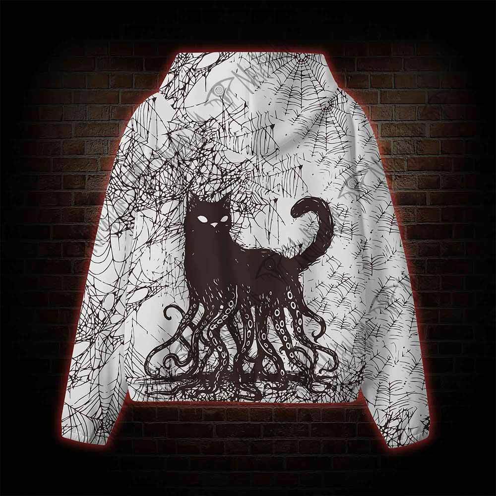 Octopus And Black Cat All Over Print Scuba Hoodie