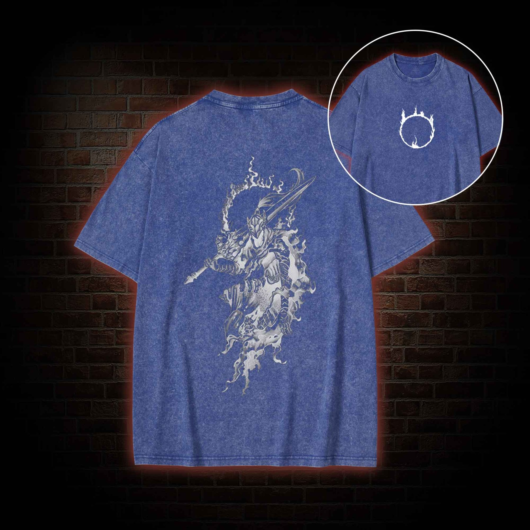 2525 back print Washed T-shirt