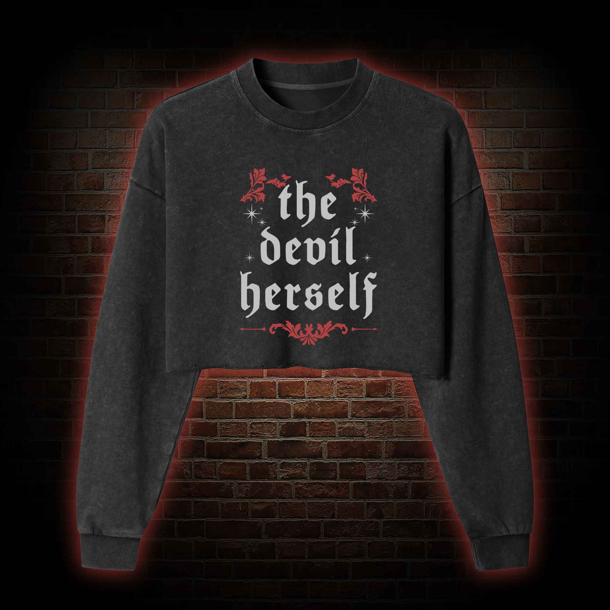 The Devil Herself Washed Cropped Sweatshirts