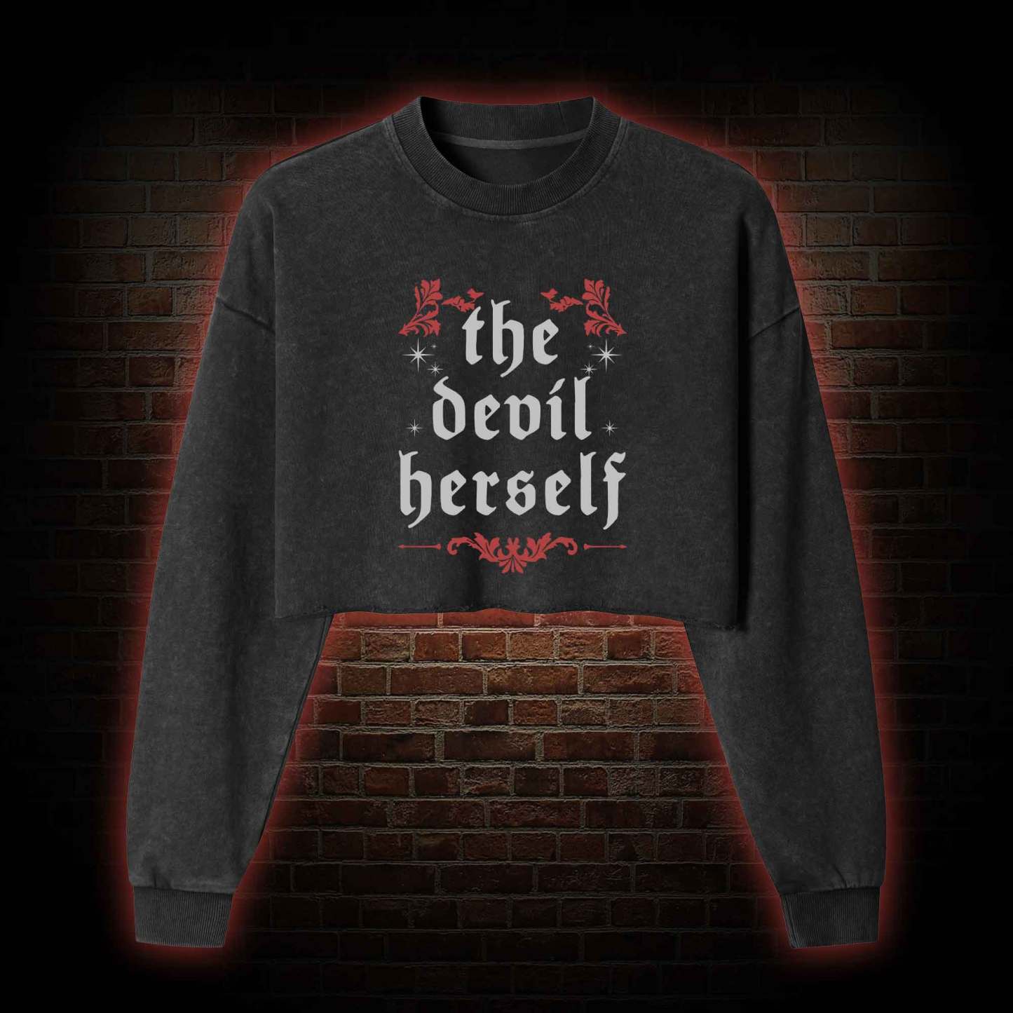 The Devil Herself Washed Cropped Sweatshirts