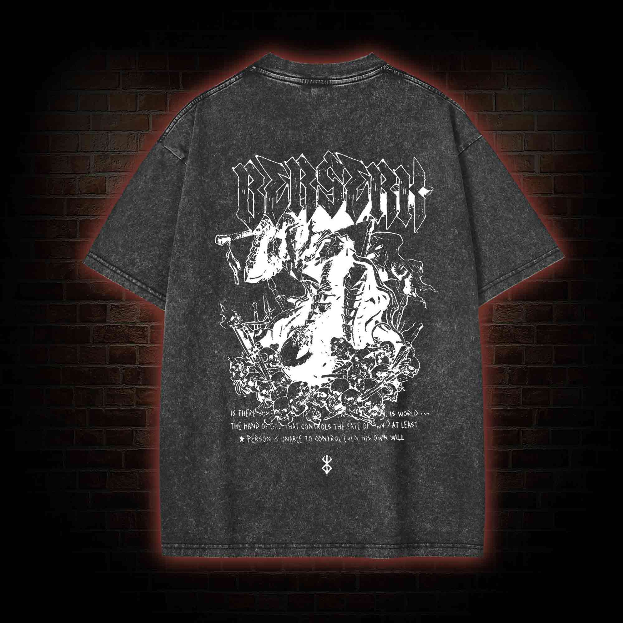 3877 Back Print Washed T-shirt