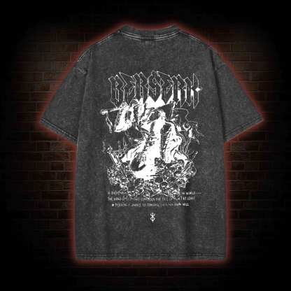 3877 Back Print Washed T-shirt