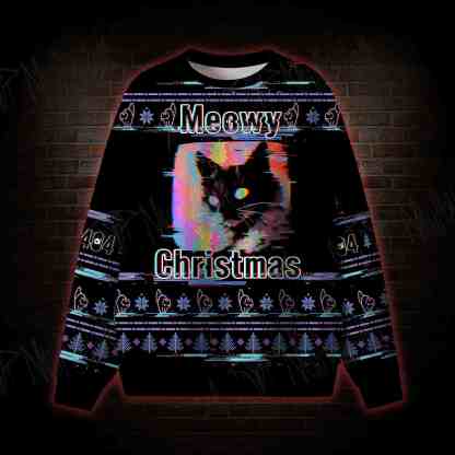 Glitchmas Cat Ugly Sweatshirts