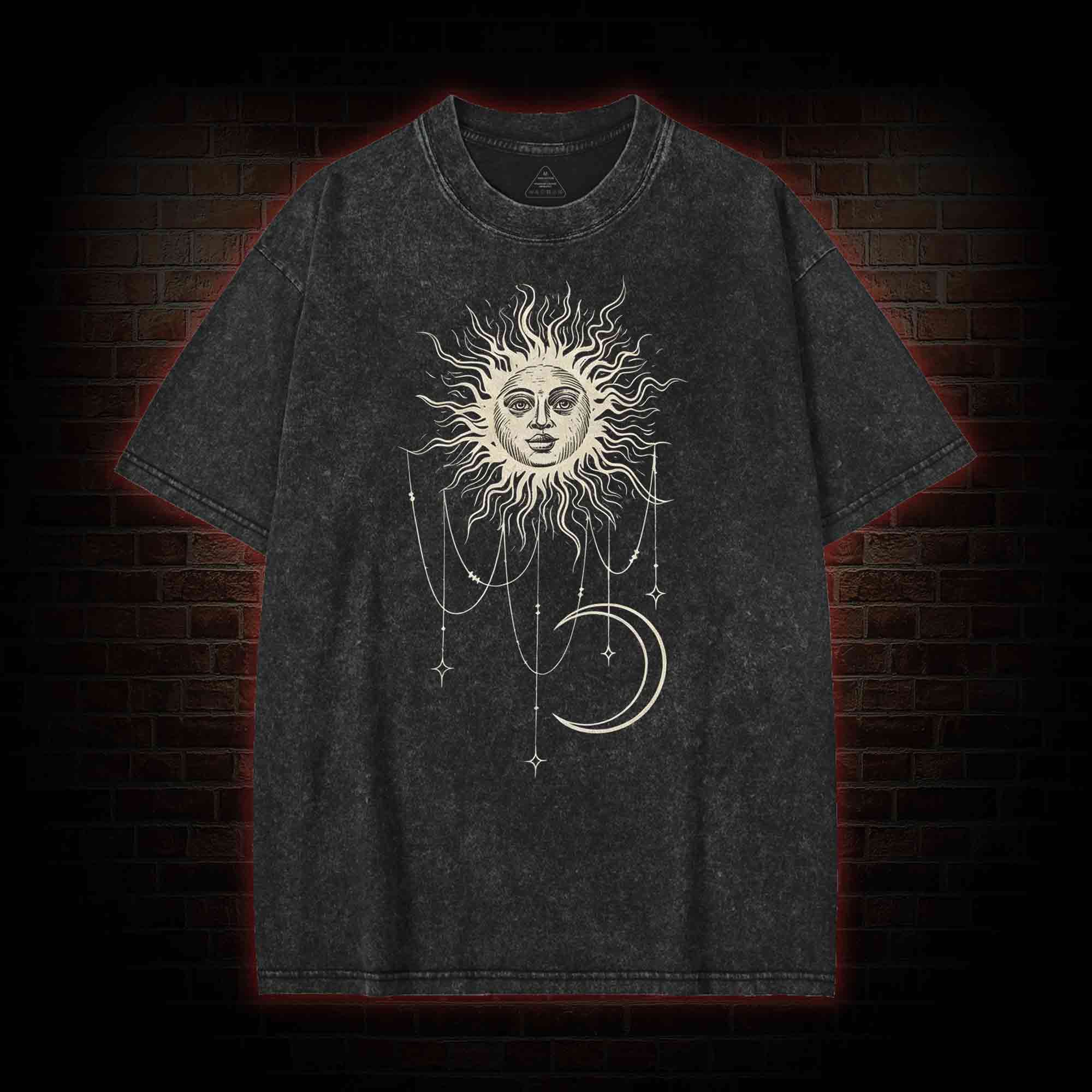 Vintage Celestial Sun and Moon Washed T-shirt