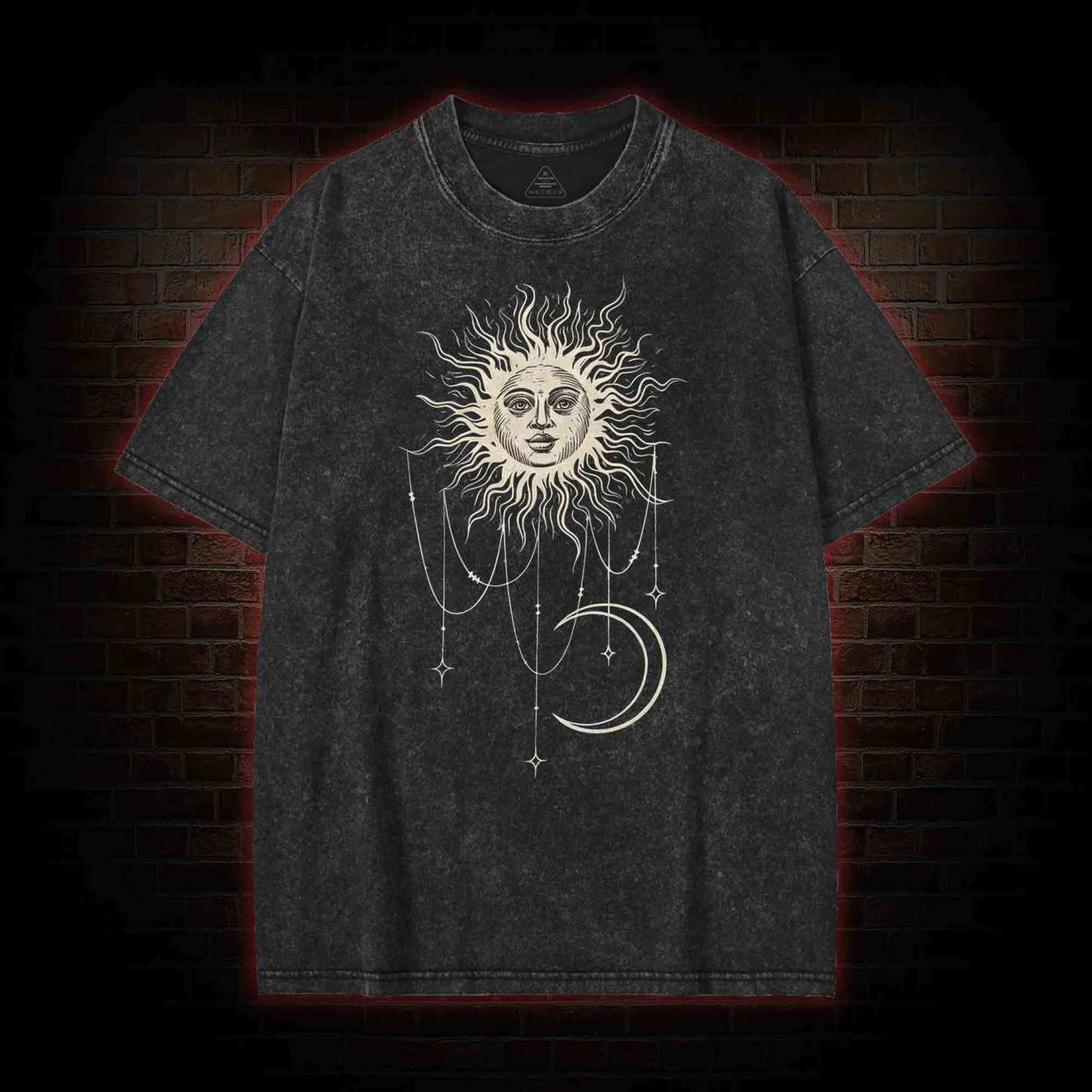 Vintage Celestial Sun and Moon Washed T-shirt