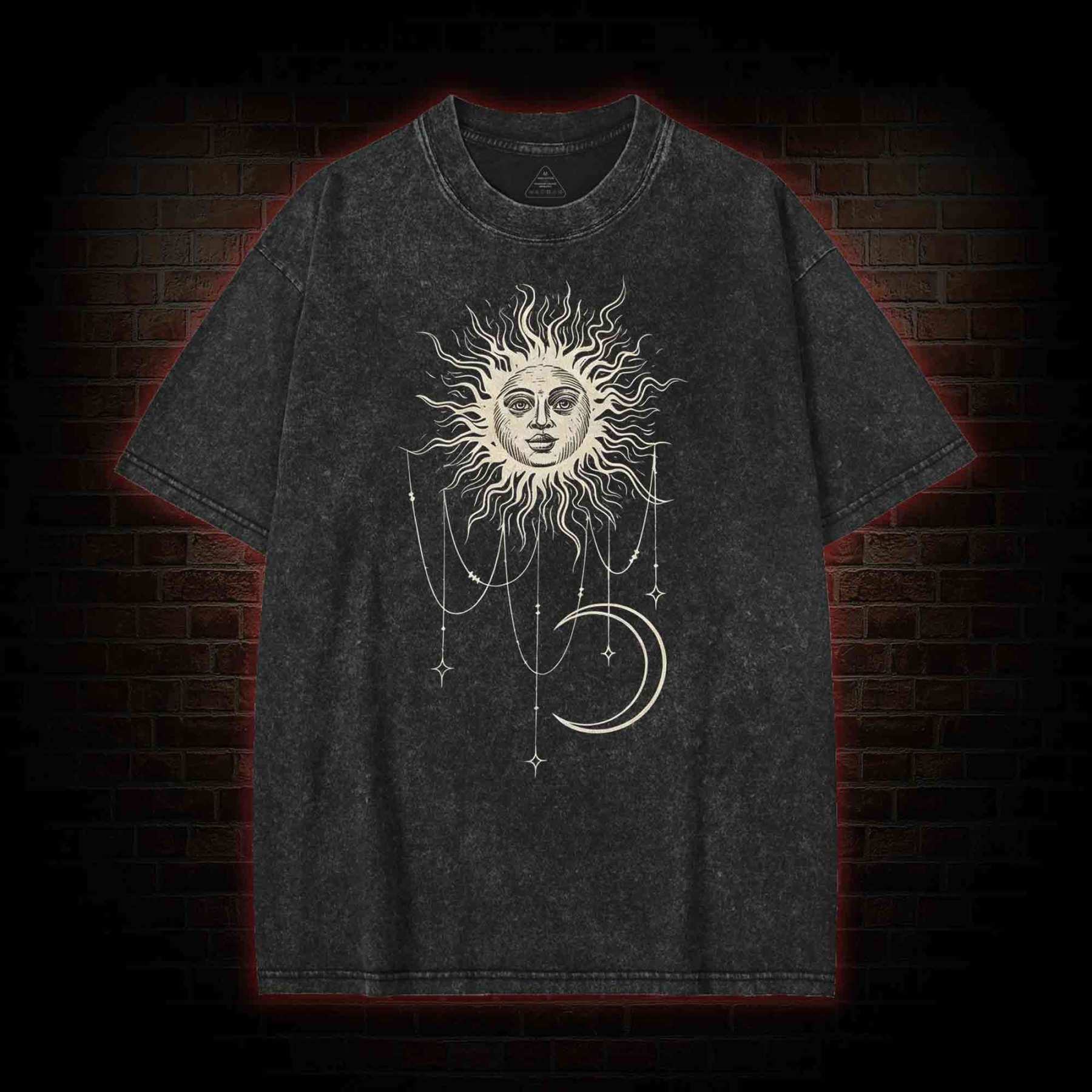 Vintage Celestial Sun and Moon Washed T-shirt