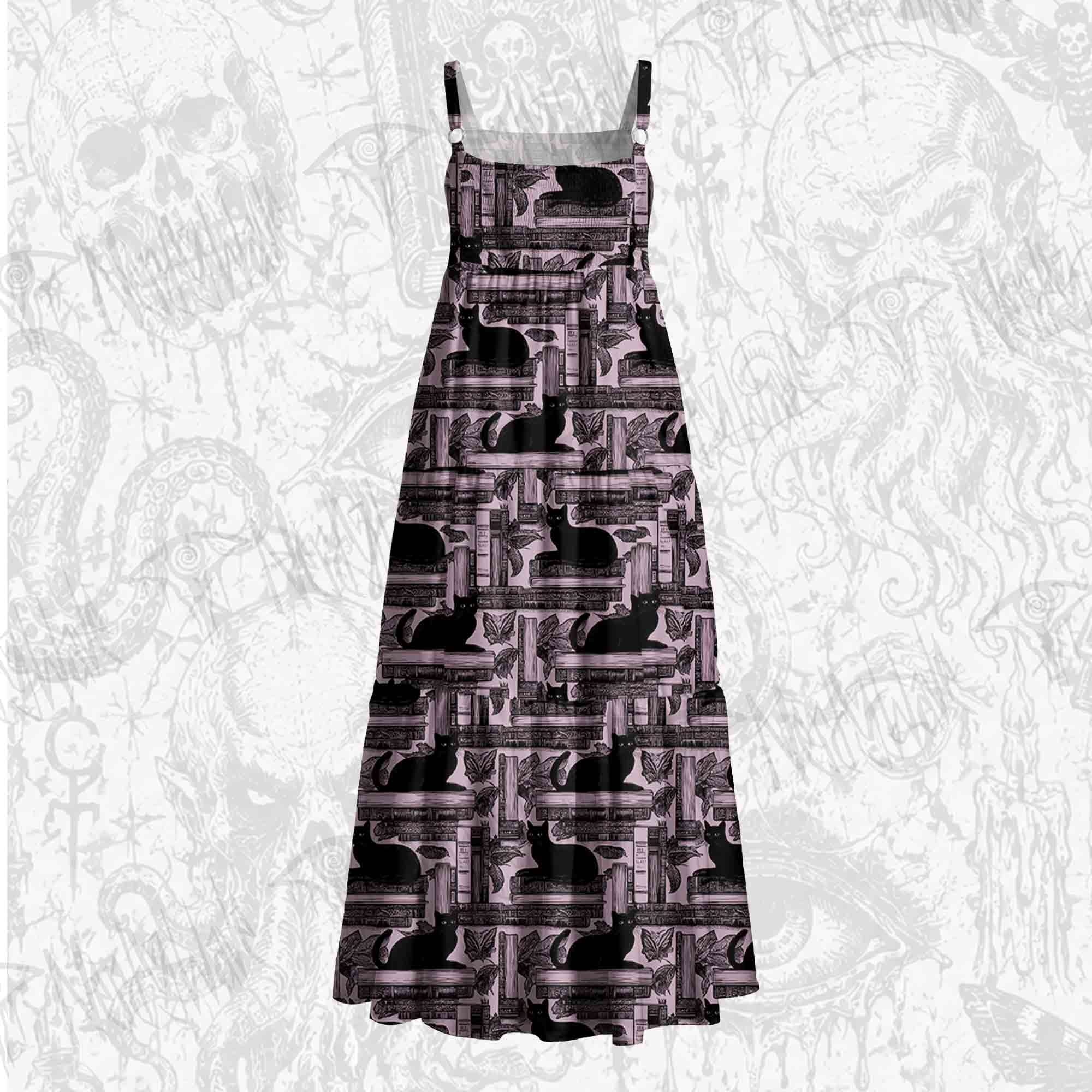 Library of Cats Wide Straps Maxi Dress