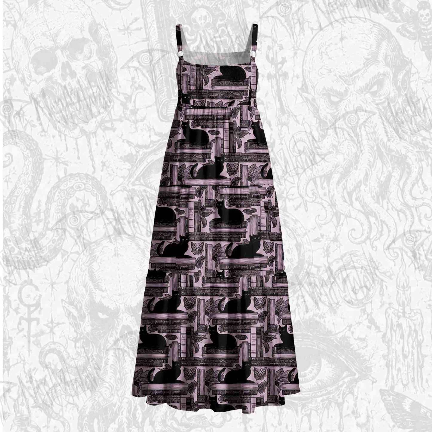 Library of Cats Wide Straps Maxi Dress