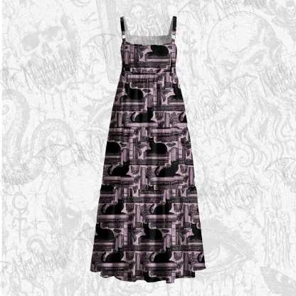 Library of Cats Wide Straps Maxi Dress