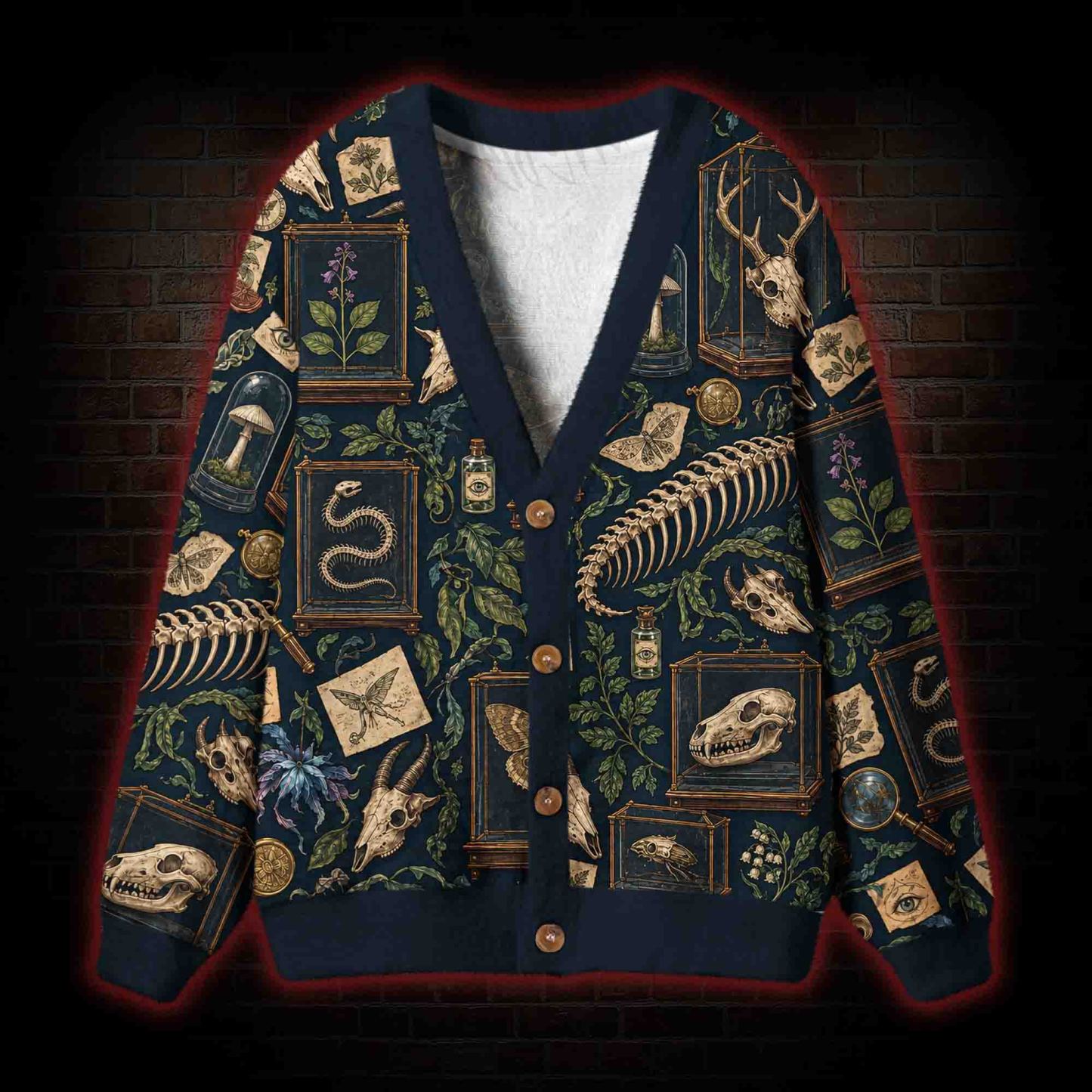 Dark Academia Cabinet Cardigan Sweater