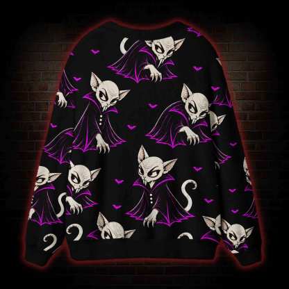 Midnight Bat Cats Cardigan Sweater