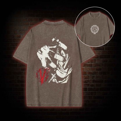 No Life No Death back print Washed T-shirt