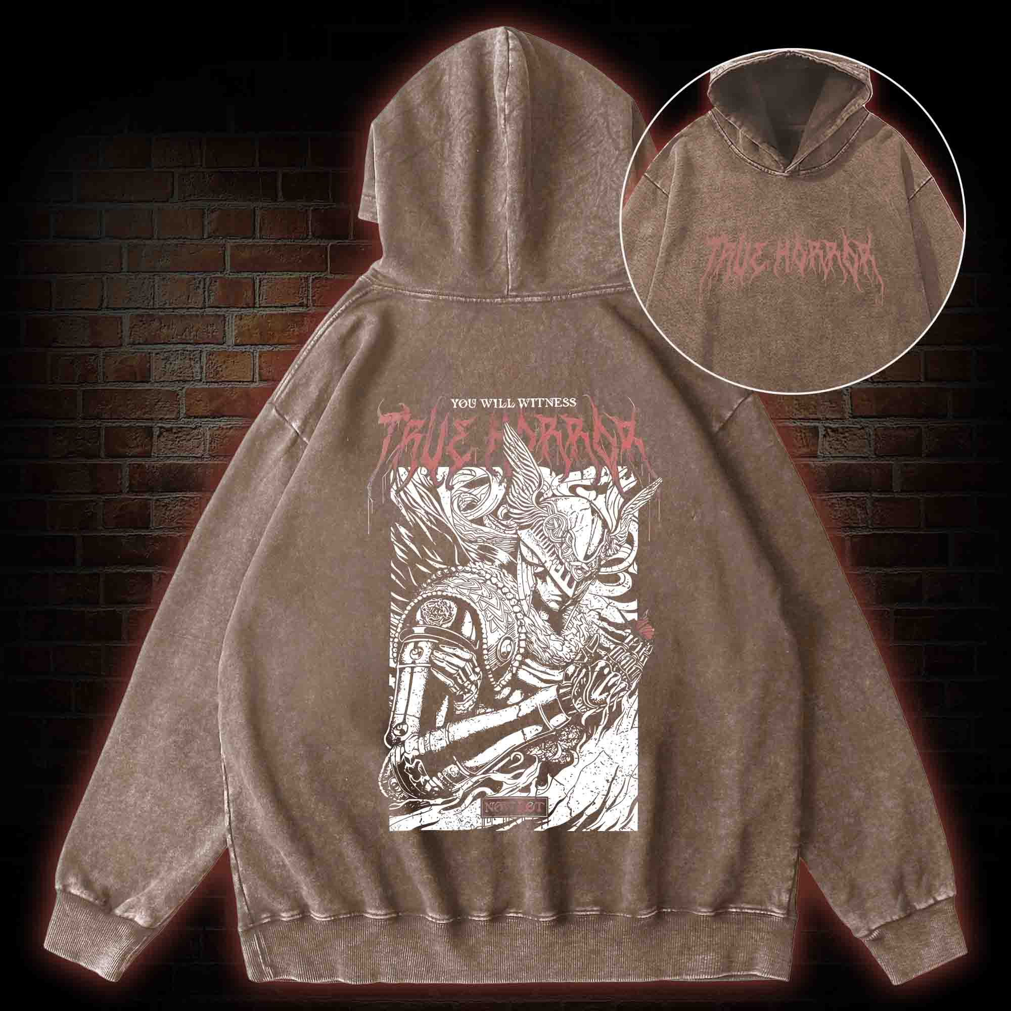 You Will Witness True Horror Back Print Washed Hoodie