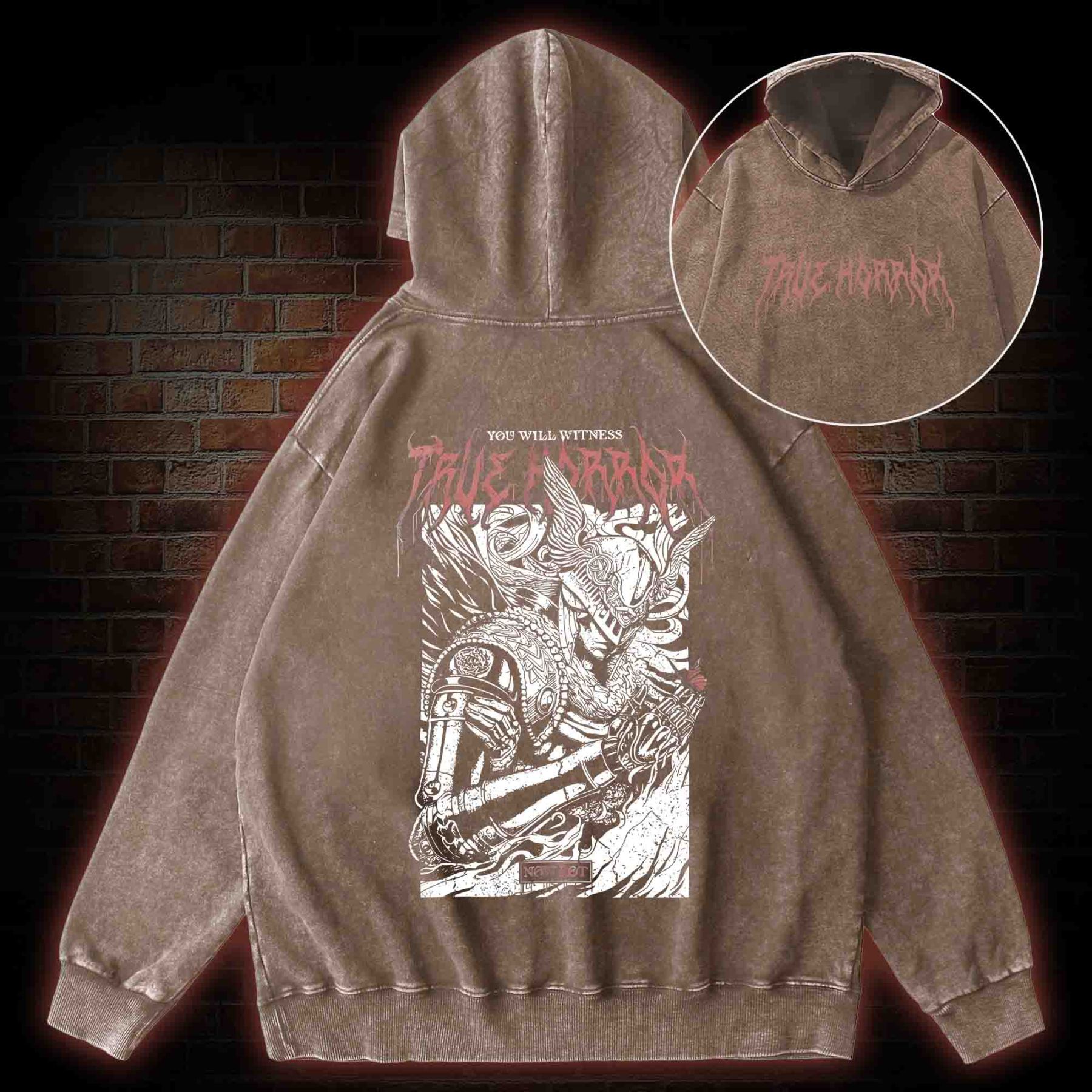 You Will Witness True Horror Back Print Washed Hoodie