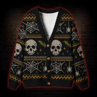 Halloween Retro Skull Cardigan Sweater