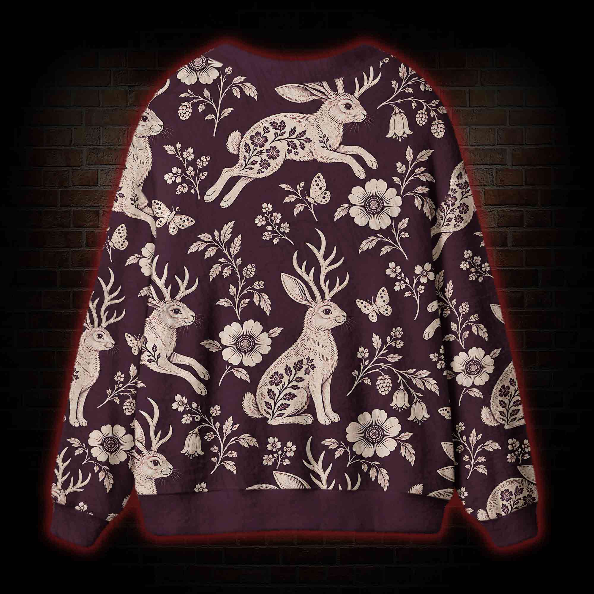 Moonlit Rabbit Garden Cardigan Sweater