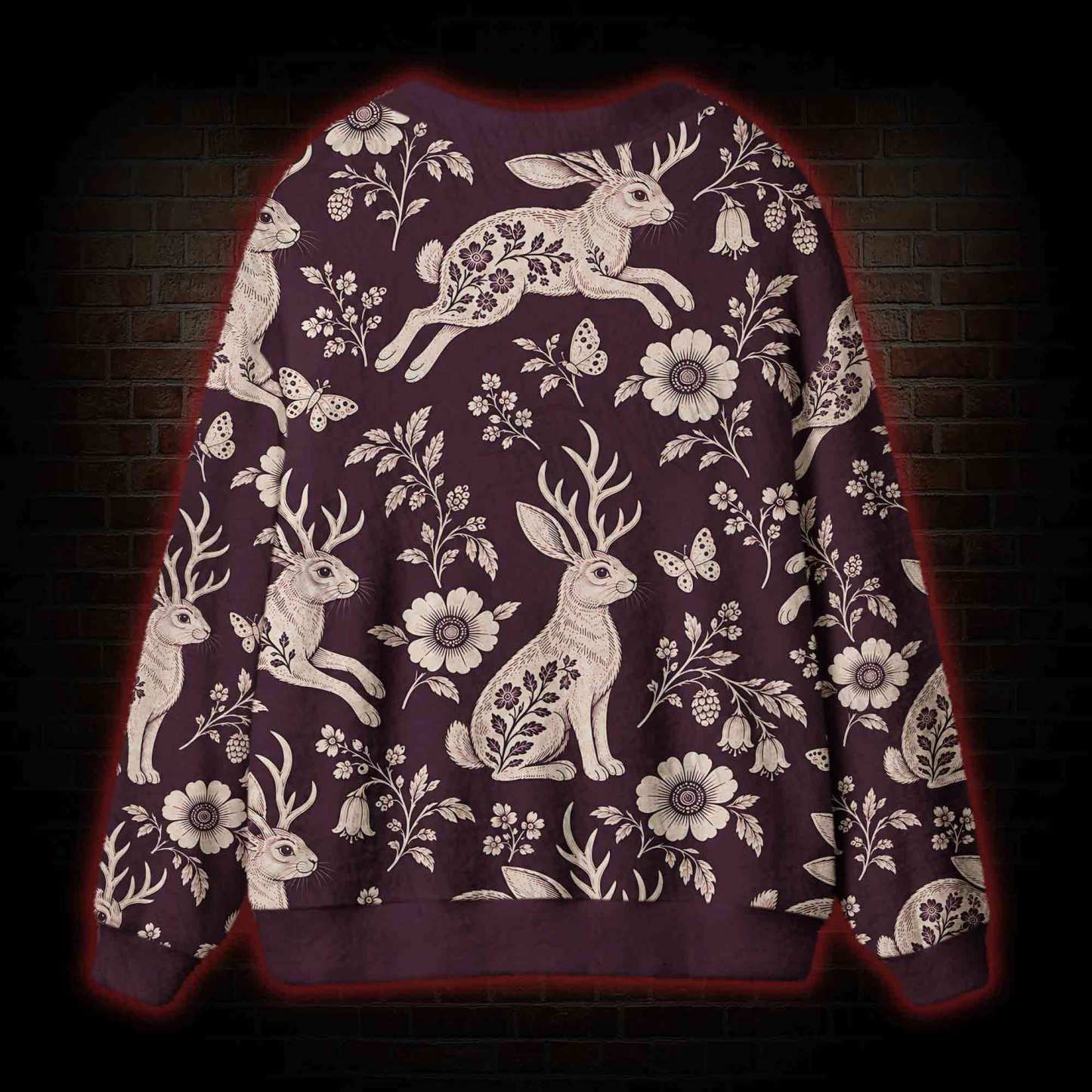 Moonlit Rabbit Garden Cardigan Sweater