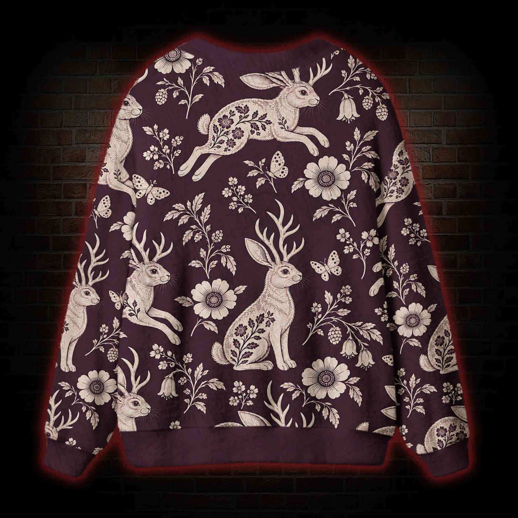 Moonlit Rabbit Garden Cardigan Sweater