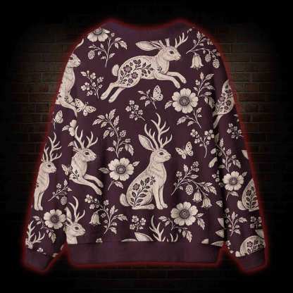 Moonlit Rabbit Garden Cardigan Sweater