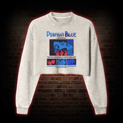 The Pop Idol Image is Suffocating Me Washed Cropped Sweatshirts