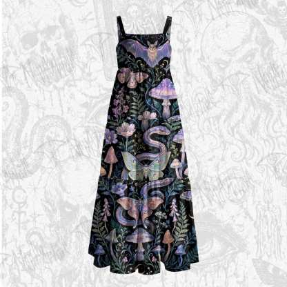 Dark Forest Witch Moth Wide Straps Maxi Dress