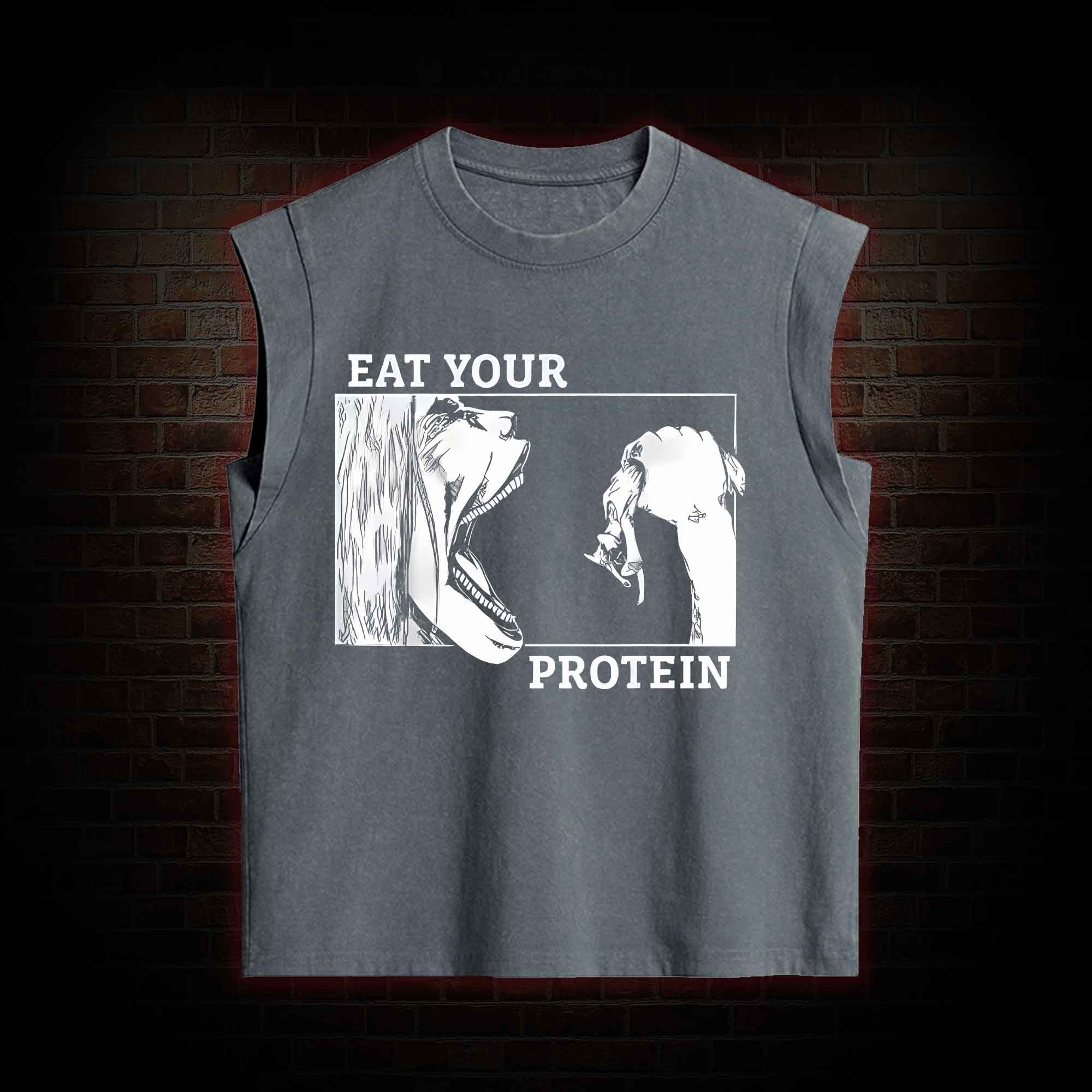 Eat Your Protein Off Shoulder  Women's Washed Tank Top