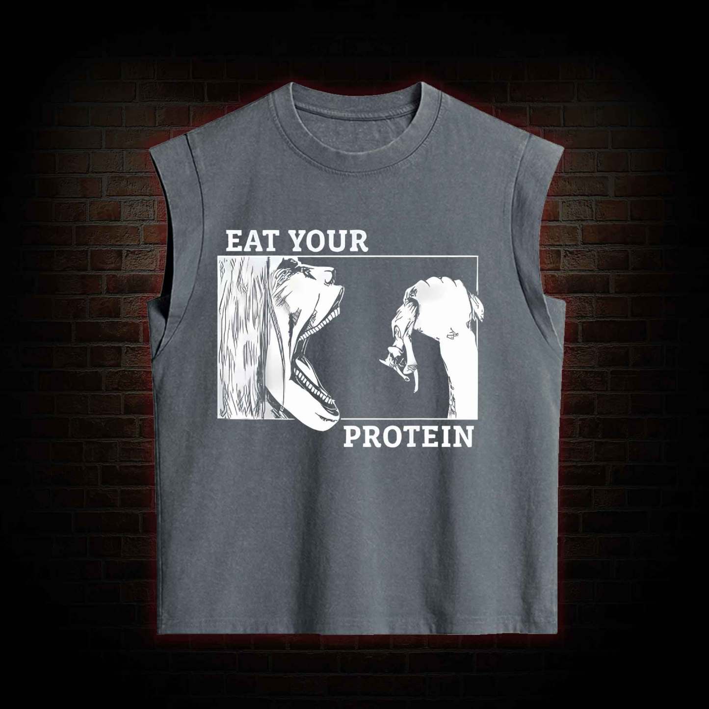 Eat Your Protein Off Shoulder  Women's Washed Tank Top
