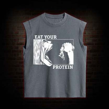 Eat Your Protein Off Shoulder  Women's Washed Tank Top