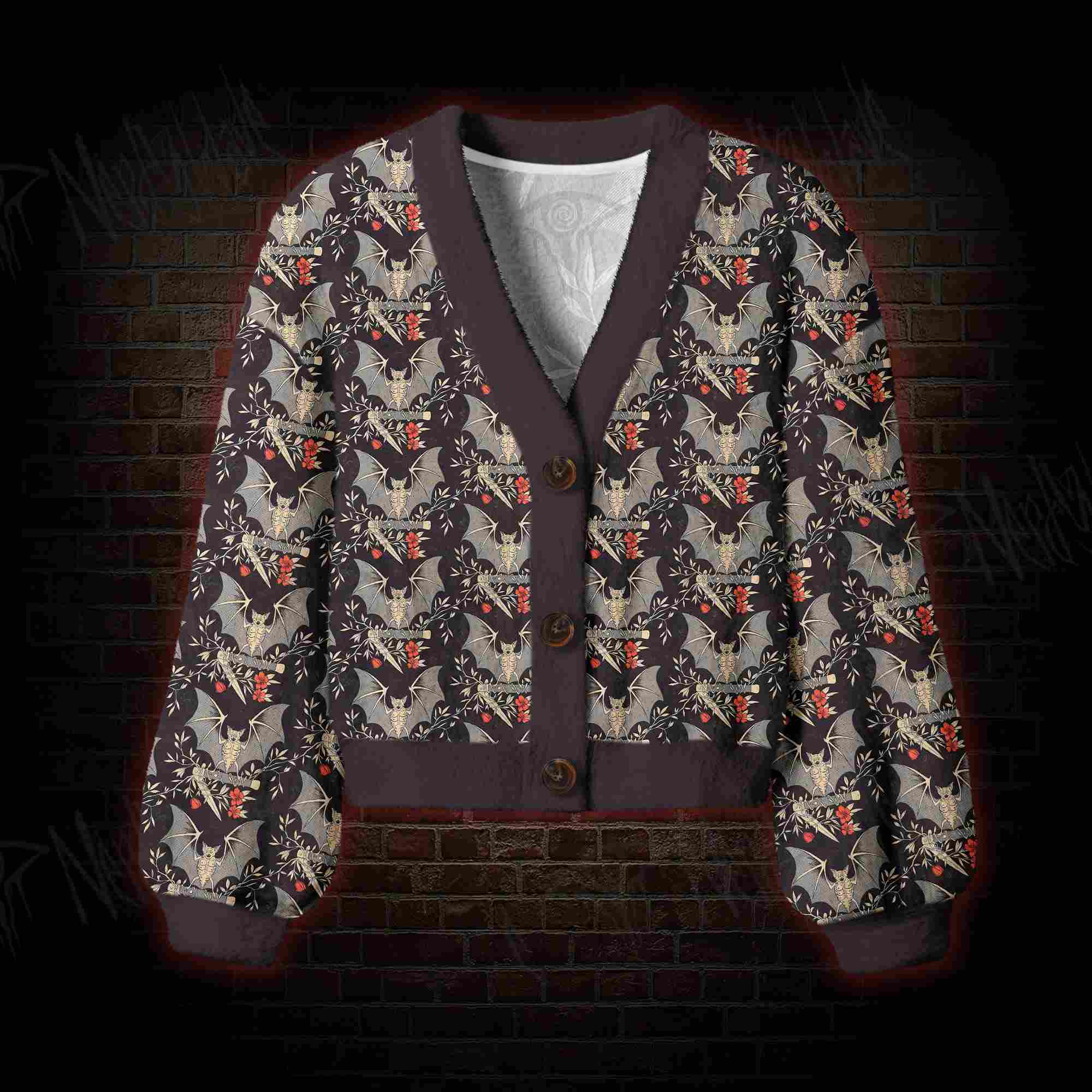 Night Garden Bats Women's Cardigan Sweater