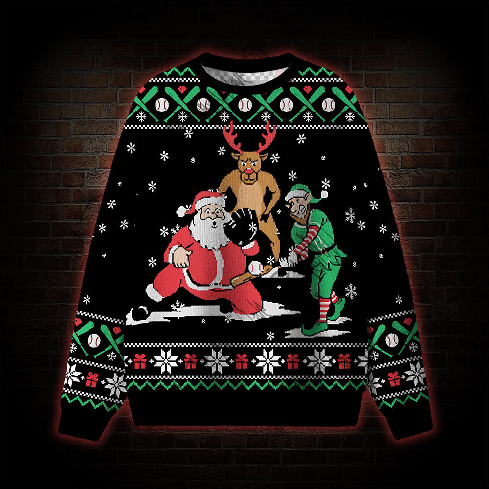 Santa Baseball Christmas Ugly Sweatshirts